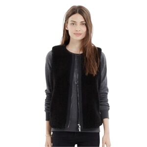MADEWELL Faux Sherpa Zip Vest in Classic Black Size Medium — Closet Staple!!!